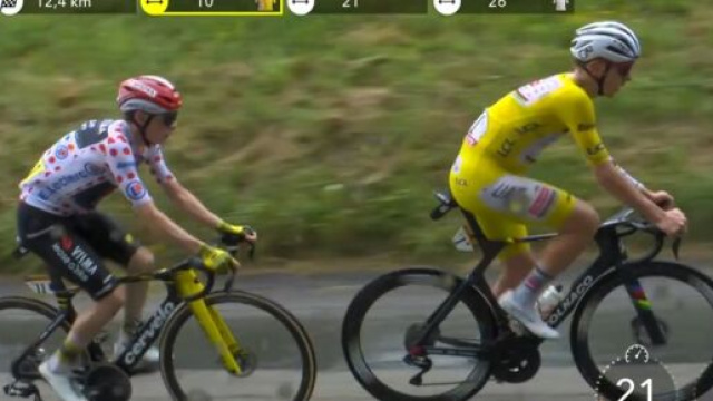 Tadej Pogačar e Jonas Vingegaard &ndash; &copy; Screenshot Eurosport.
