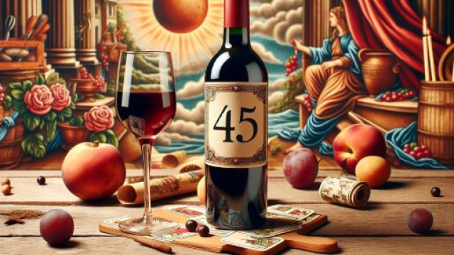 Numero 45 della Smorfia napoletana, 'o vino bbuono per Gemelli. &copy; Immagine creata con Dall-E