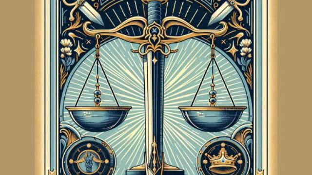 Il Bilancia sotto il simbolo della Giustizia: equilibrio e armonia secondo l'oroscopo stellare della settimana. &copy; Immagine creata con Dall-E