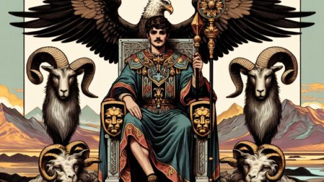 L'Imperatore dei tarocchi incontra il Leone, simbolo di leadership autorevole. &copy; Immagine creata con Dall-E