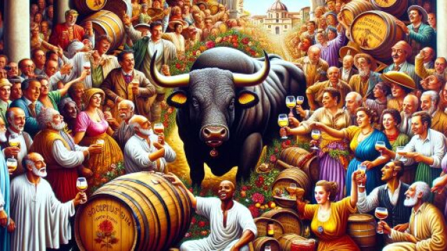 Numero 45 della Smorfia napoletana, il vino buono per il segno del Toro. &copy; Immagine creata con Dall-E