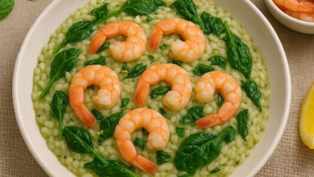 Risotto con spinacini, gamberi e limone &ndash; &copy; ChatGPT.