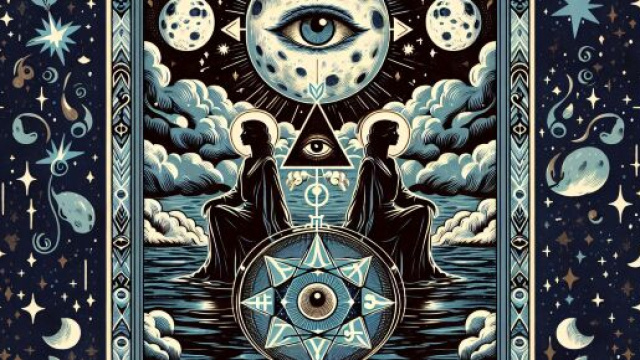 La Carta della Luna nei tarocchi illumina un cammino di scoperta per i Gemelli. &copy; Immagine creata con Dall-E