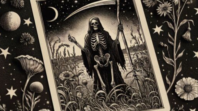 La carta della Morte e il segno del Cancro, emblemi di trasformazione e rinnovamento. &copy; Immagine creata con Dall-E