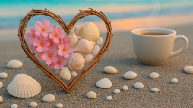 Composizione artistica su una spiaggia - &copy; Pixabay IA.