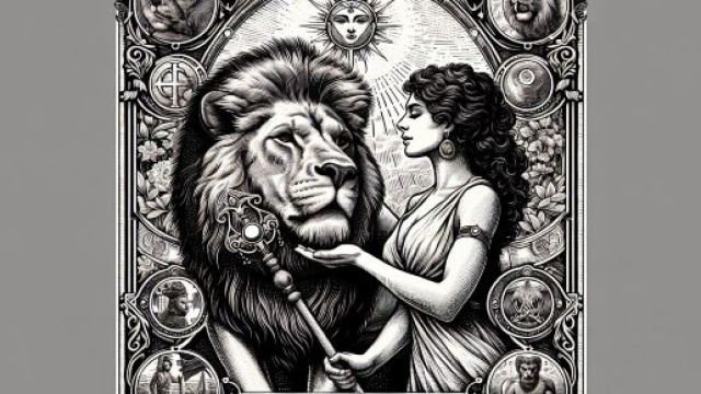 Il Leone con l'energia della carta dei tarocchi della Forza. &copy; Immagine creata con Dall-E