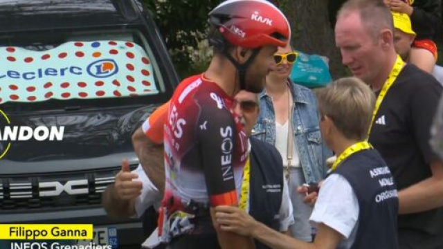 Il ritiro di Filippo Ganna &ndash; Screenshot &copy; Eurosport.