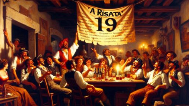Numero 19 della Smorfia napoletana, 'a resata. &copy; Immagine creata con Dall-E