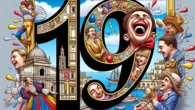 Numero 19 della Smorfia napoletana, 'a risata. &copy; Immagine creata con Dall-E