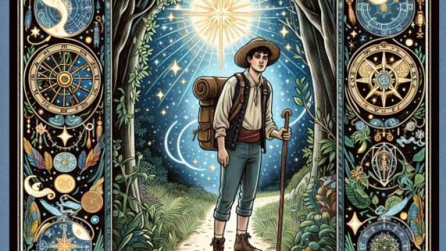 Immagine di una carta dei tarocchi con Il Matto che rappresenta il Sagittario. &copy; Immagine creata con Dall-E