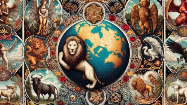 Immagine rappresentativa dell'Arcano del Mondo e del segno zodiacale Leone. &copy; Immagine creata con Dall-E