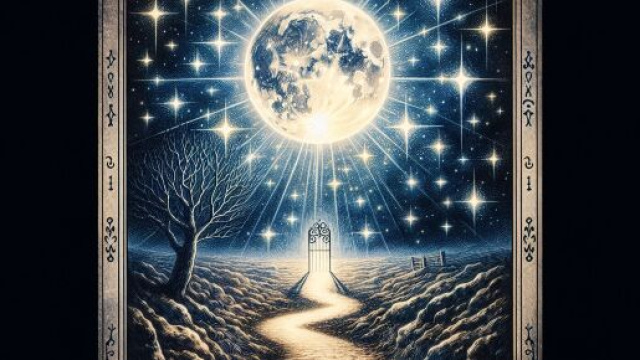 La Luna dei tarocchi illumina il percorso interiore del Cancro. &copy; Immagine creata con Dall-E