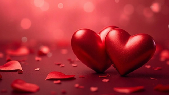 Cuori rossi e petali di rosa - &copy; Pixabay IA.