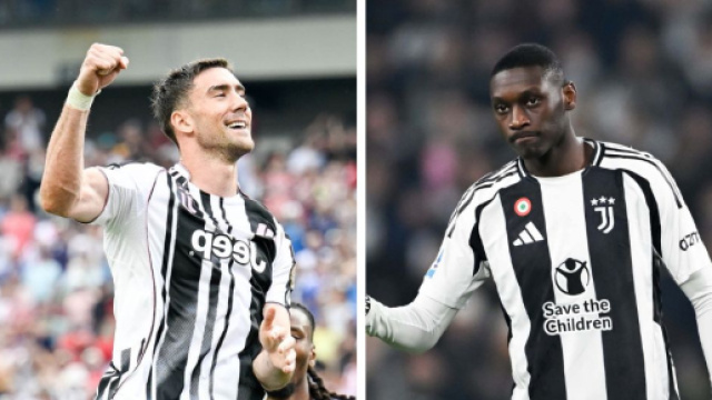Dusan Vlahovic, attaccante della Juventus. Foto &copy; Juventus FC. Kolo Muani, attaccante del PSG. Foto &copy; Juventus