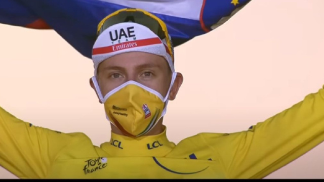 Tadej Pogačar al Tour de France 2020 (&copy; YouTube Le Tour de France).