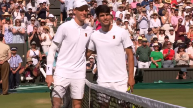 Sinner e Alcaraz prima della finale di Wimbledon - &copy; screenshot Sky Sport