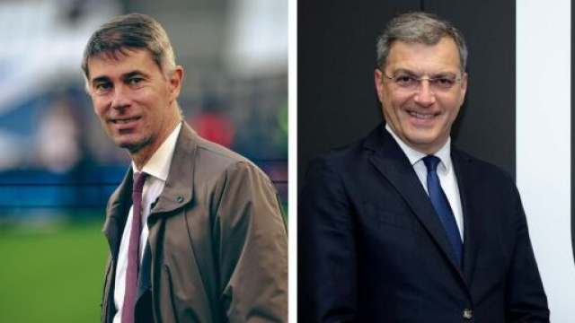 Frederic Massara, ds della Roma. Foto &copy; Roma. Damien Comolli, dg della Juventus. Foto &copy; Juventus
