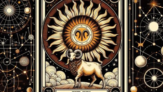 La carta dei tarocchi Il Sole per l'oroscopo settimanale dell'Ariete. &copy; Immagine creata con Dall-E