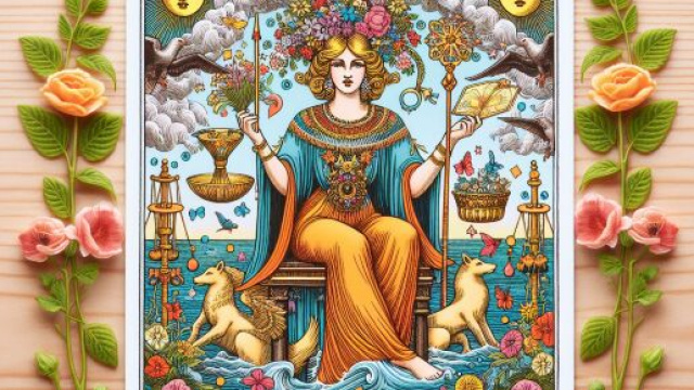 L'Imperatrice dei tarocchi e i Gemelli, simbolo di abbondanza e creativit&agrave;. &copy; Immagine creata con Dall-E