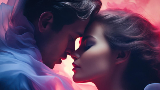 Coccole d&rsquo;amore di una giovane coppia &copy; Pixabay AI.