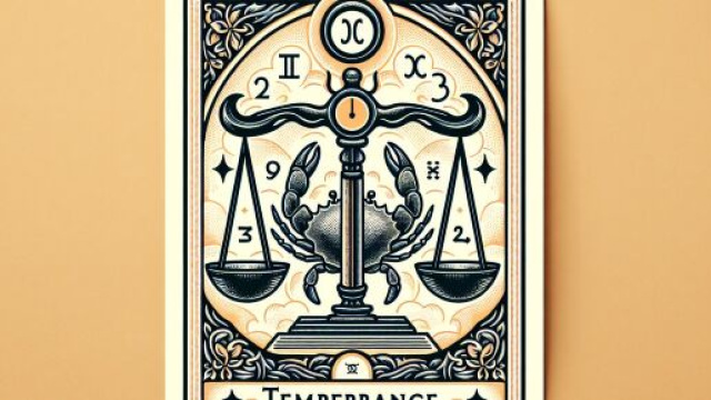 Oroscopo del segno Cancro influenzato dalla carta dei Tarocchi Temperanza. &copy; Immagine creata con Dall-E