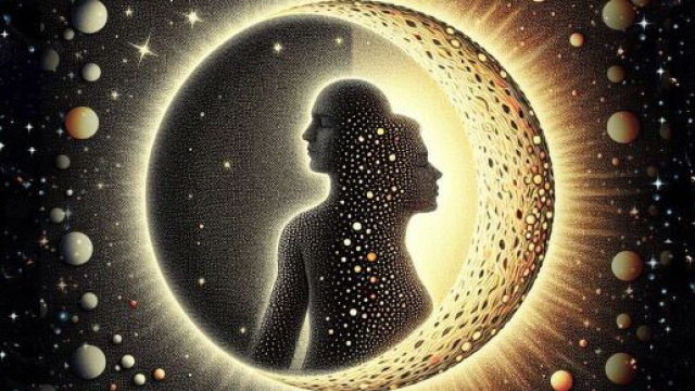 Immagine estemporanea di una coppia tra le stelle - &copy; Foto Pixabay IA.