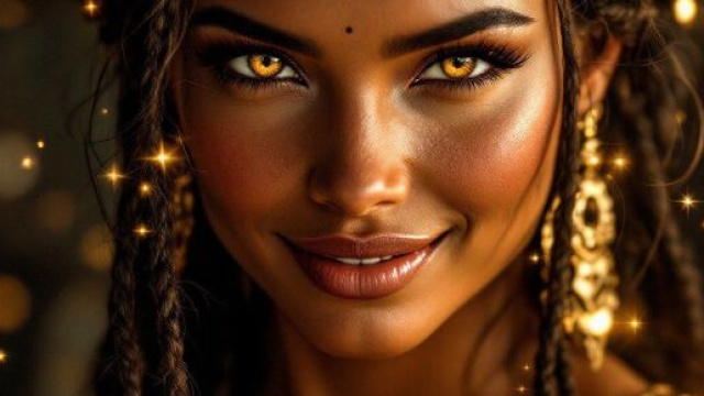 Donna sorridente con sguardo ammaliante - &copy; Pixabay IA.