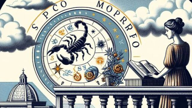 Numero 43 della Smorfia napoletana, onna &ocirc; balcone, segno dello Scorpione. &copy; Immagine creata con Dall-E