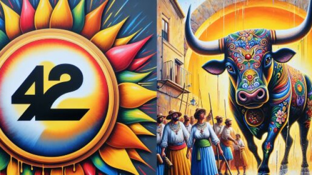 Numero 42 della Smorfia napoletana, 'o ccaf&egrave;, per il segno Toro. &copy; Immagine creata con Dall-E