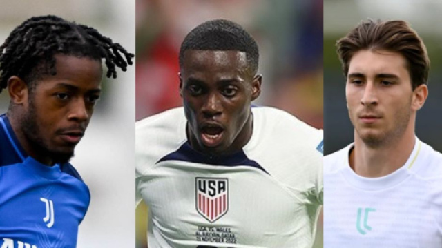 Samuel Mbangula, Timothy Weah e Fabio Miretti. Foto &copy; Juventus FC
