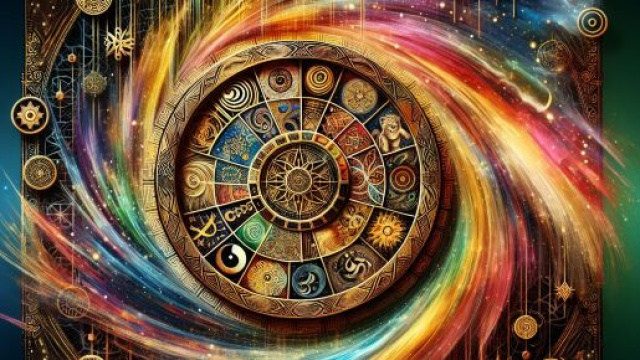 Un'immagine raffigurante la carta dei tarocchi della Ruota della Fortuna per il segno Toro &copy; Immagine creata con Dall-E