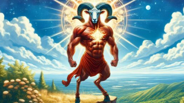La carta dell'Arcano Maggiore della Forza incontra il segno audace dell'Ariete. &copy; Immagine creata con Dall-E