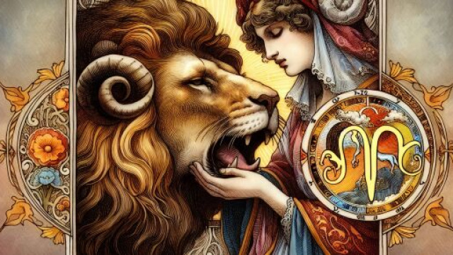 Carta dei tarocchi della Forza in connessione con il segno zodiacale Ariete &copy; Immagine creata con Dall-E