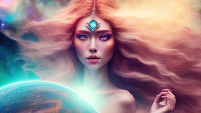 Dea con capelli lunghi e ciondolo sulla fronte &copy; Immagine Pixabay.