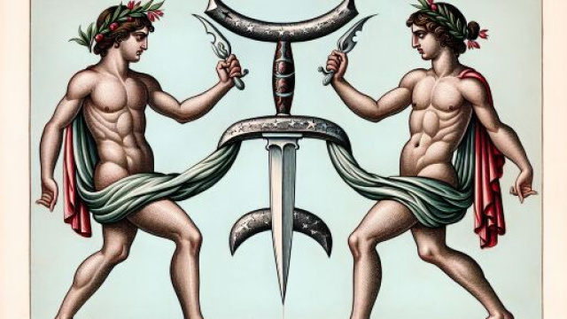 Numero 41 della Smorfia napoletana, 'o curtiello per i Gemelli. &copy; Immagine creata con Dall-E