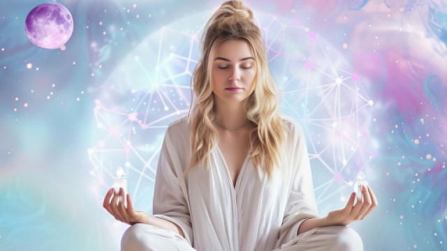 Figura femminile in meditazione karmica - &copy; Pixabay IA.