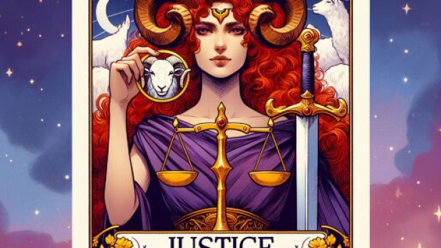 In questo oroscopo, l'Ariete &egrave; guidato dalla carta dei tarocchi della Giustizia. &copy; Immagine creata con Dall-E