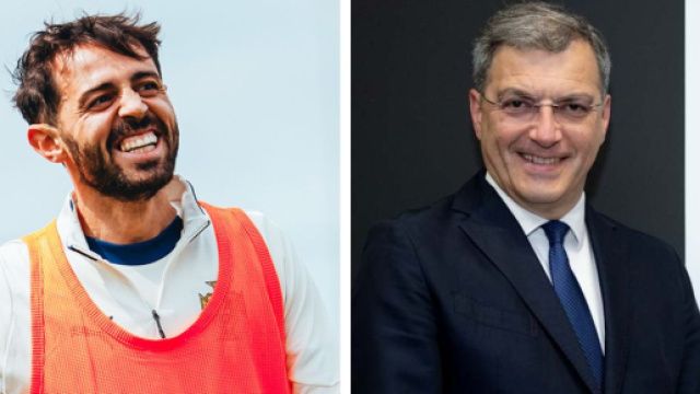 Bernardo Silva, centrocampista del Manchester City. Foto &copy; Manchester City. Damien Comolli, dg della Juventus. Foto &copy; Juventus