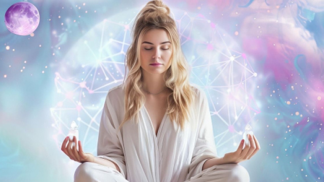 Donna in meditazione yoga - &copy; Pixabay IA.