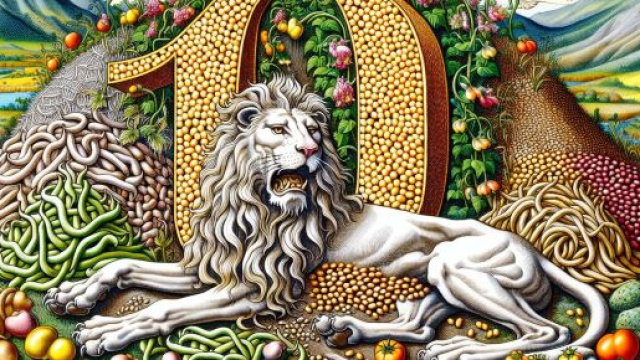 Numero 10 della Smorfia napoletana, 'e fasule per il Leone. &copy; Immagine creata con Dall-E