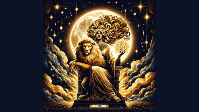 Illustrazione ispirata alla carta della Luna dei tarocchi e al segno del Leone. &copy; Immagine creata con Dall-E