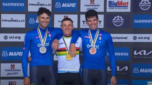 Podio dei Mondiali di ciclismo a cronometro 2024 &ndash; &copy; Eurosport.