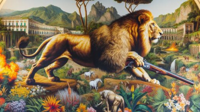 Numero 61 della Smorfia napoletana, il cacciatore per il segno Leone. &copy; Immagine creata con Dall-E