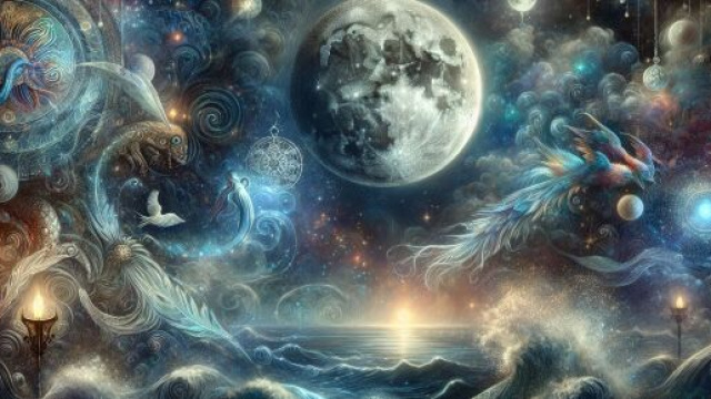 Pesci e l'arcano della Luna guidano un viaggio interiore &copy; Immagine creata con Dall-E