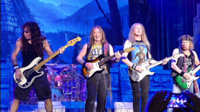 Gli Iron Maiden durante un concerto a Madrid il 13 luglio del 2016 (&copy; Wikimedia commons)