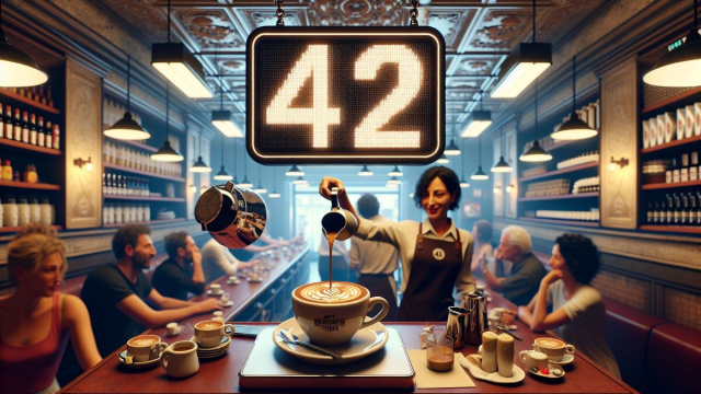 Numero 42 della Smorfia napoletana, Bilancia e il caff&egrave;. &copy; Immagine creata con Dall-E