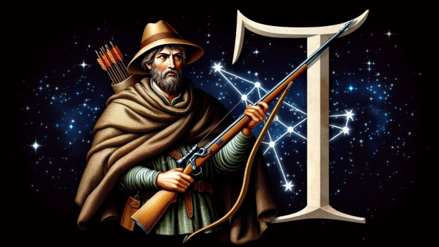 Numero 61 della Smorfia napoletana, 'o cacciatore per il Sagittario. &copy; Immagine creata con Dall-E