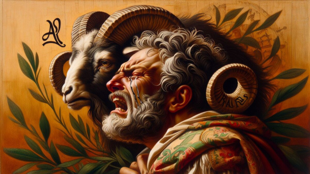 Numero 65 della Smorfia napoletana, 'o chianto per l'Ariete. &copy; Immagine creata con Dall-E
