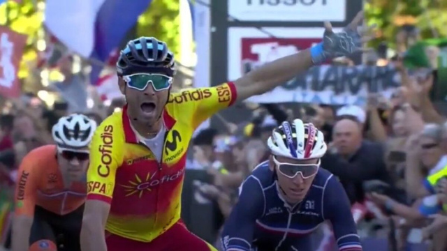 La vittoria di Valverde al Mondiale di ciclismo 2018 - &copy; Screenshot Eurosport