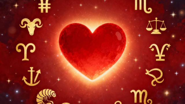 Cuore con segni zodiacali &copy; IA Canva